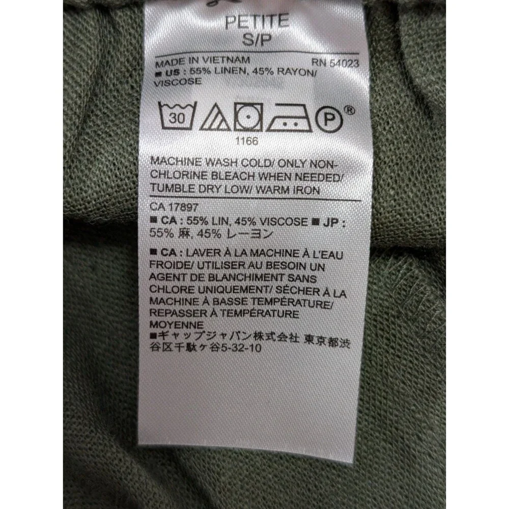 Banana Republic Pants Womens Petite S Green Linen Cargo Jogger Pull On Casual